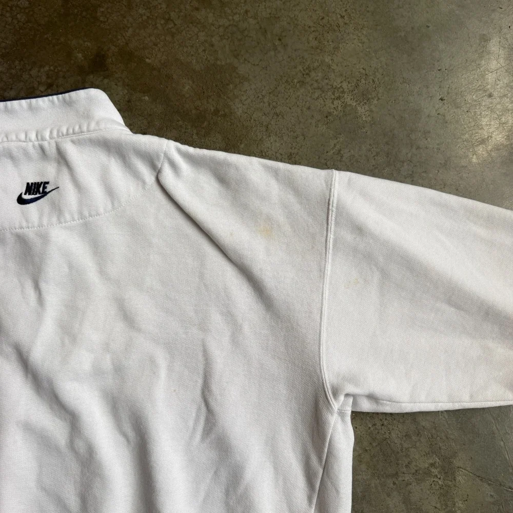 Vintage 80s Nike 1/4 Zip Front Pocket Sweatshirt Pullover White Mens Large USA